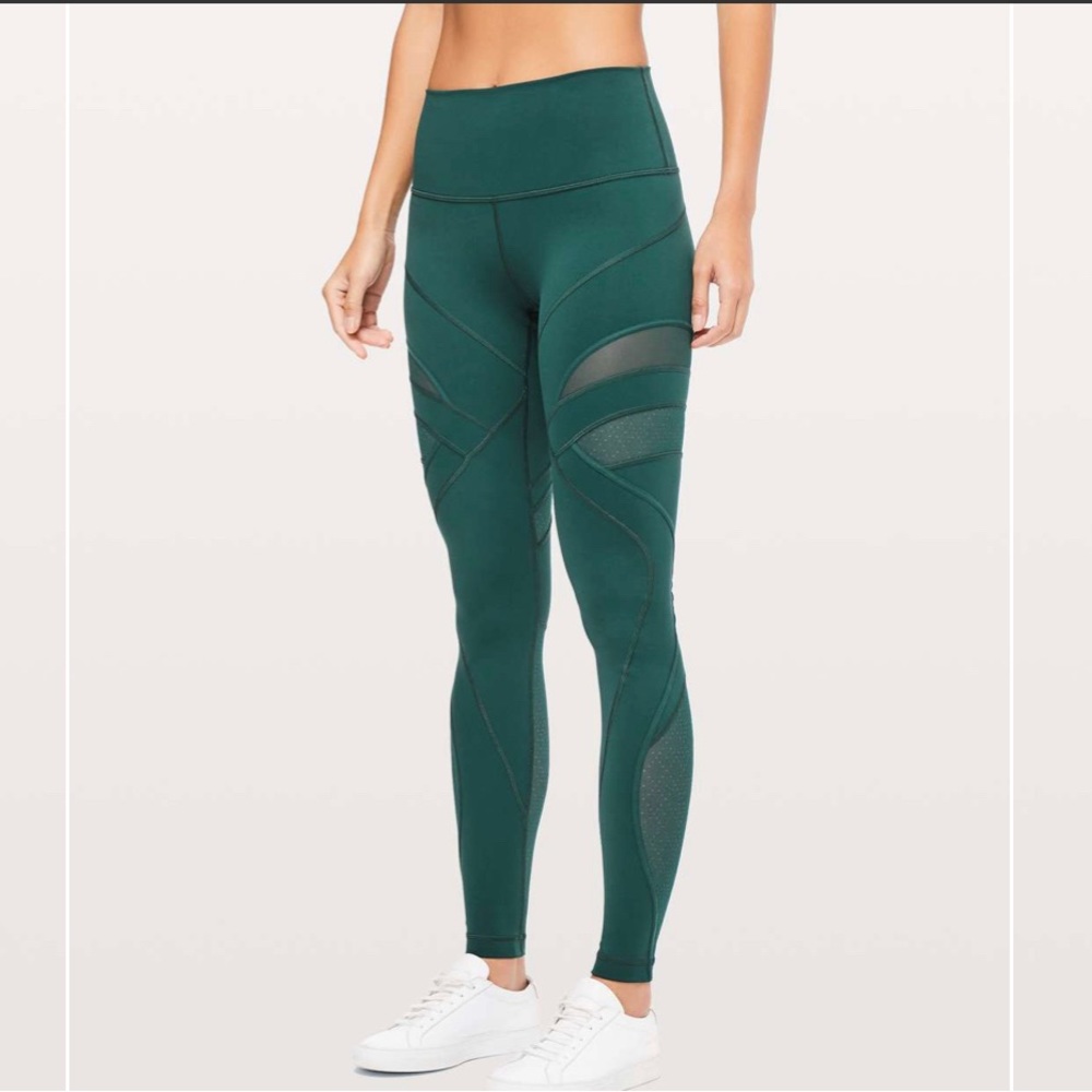 Lululemon Wunder Under High-Rise Tight Mesh Royal Emerald size 6